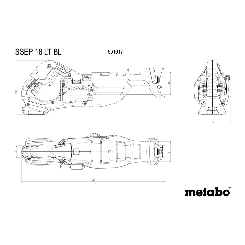 Scie sabre METABO 32mm 18V SSEP 18 LT BL - Pick+Mix (vendu sans batterie) coffret metaBOX
