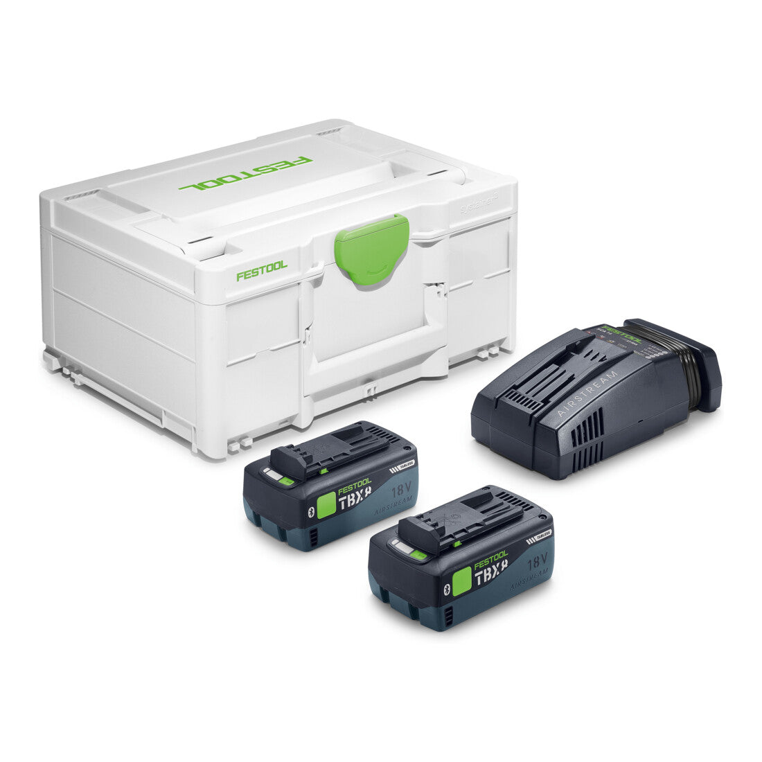 Set Festool Akku-Säbelsäge RSC 18 EB-Basic + Energie-Set SYS 18V 2xTBX8/SCA16 + Akku-Kombihammer KHC 18 EB-Basic