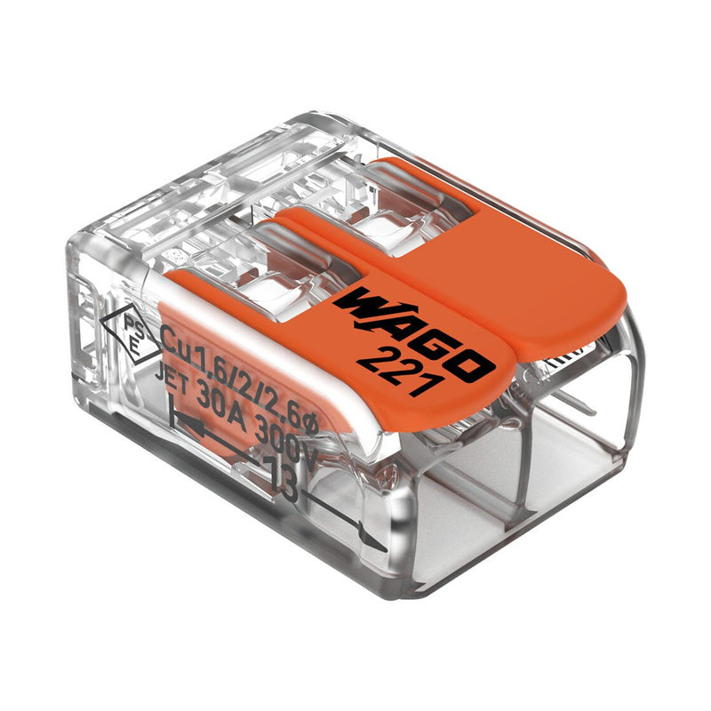 Lot de 50 bornes WAGO 221 2x6mm² à leviers souple & rigide