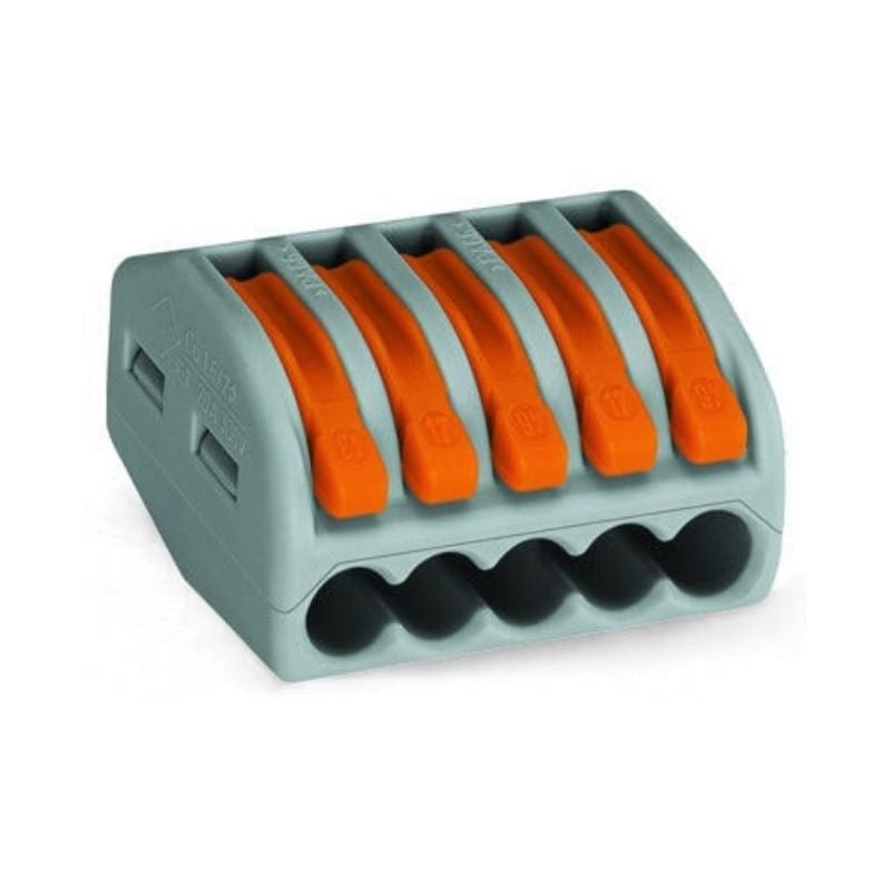 Pack de 100 bornes de connexion rapide a levier WAGO 5 entrées fil souple et rigide - S222