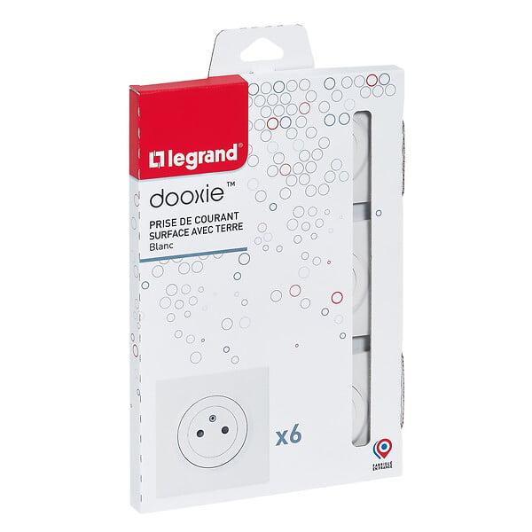 Prises de courant 2P+T surface complet Dooxie - Lot de 6 - Blanc