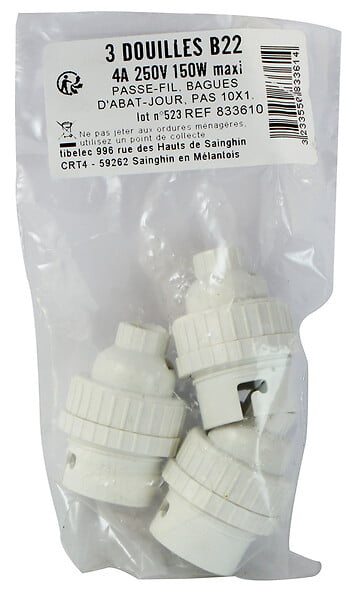Lot de 3 douilles B22 plastique