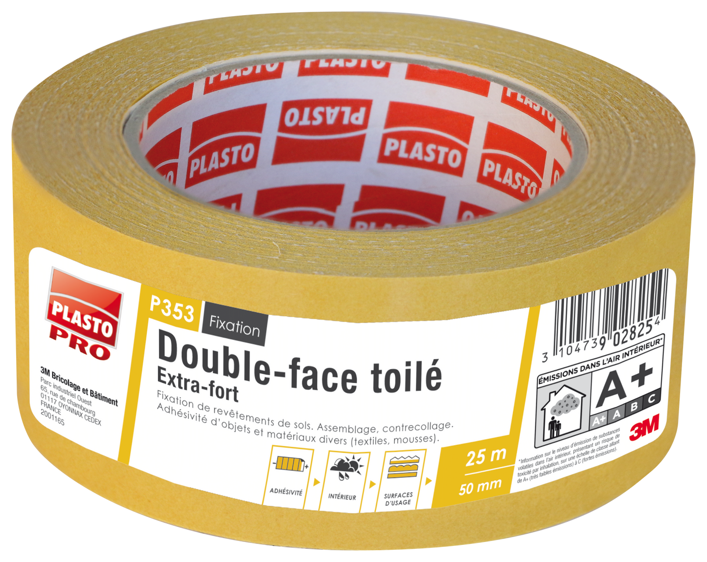 Double Face Toilé - P353 Crème 25m x 50mm