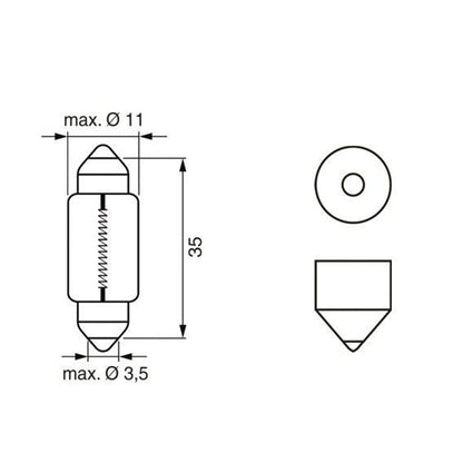 Pack de 2 Ampoules BOSCH 1987301004 C5W Pure Light 12V 5W