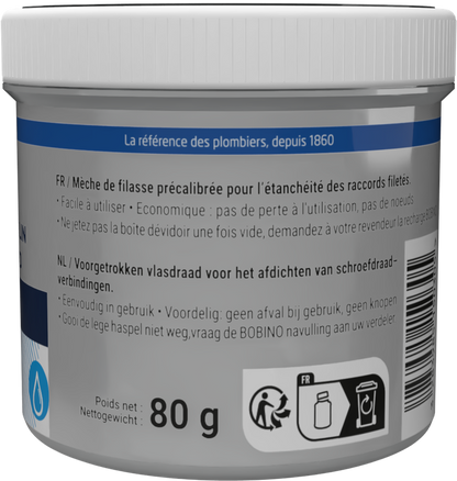 Filasse de lin peigné GEB complément de pâte à joint pour raccords filetés métal 80g