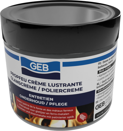 Crème lustrante GEB Propfeu effet patiné pour l’entretien et la protection des fontes et métaux 220ml