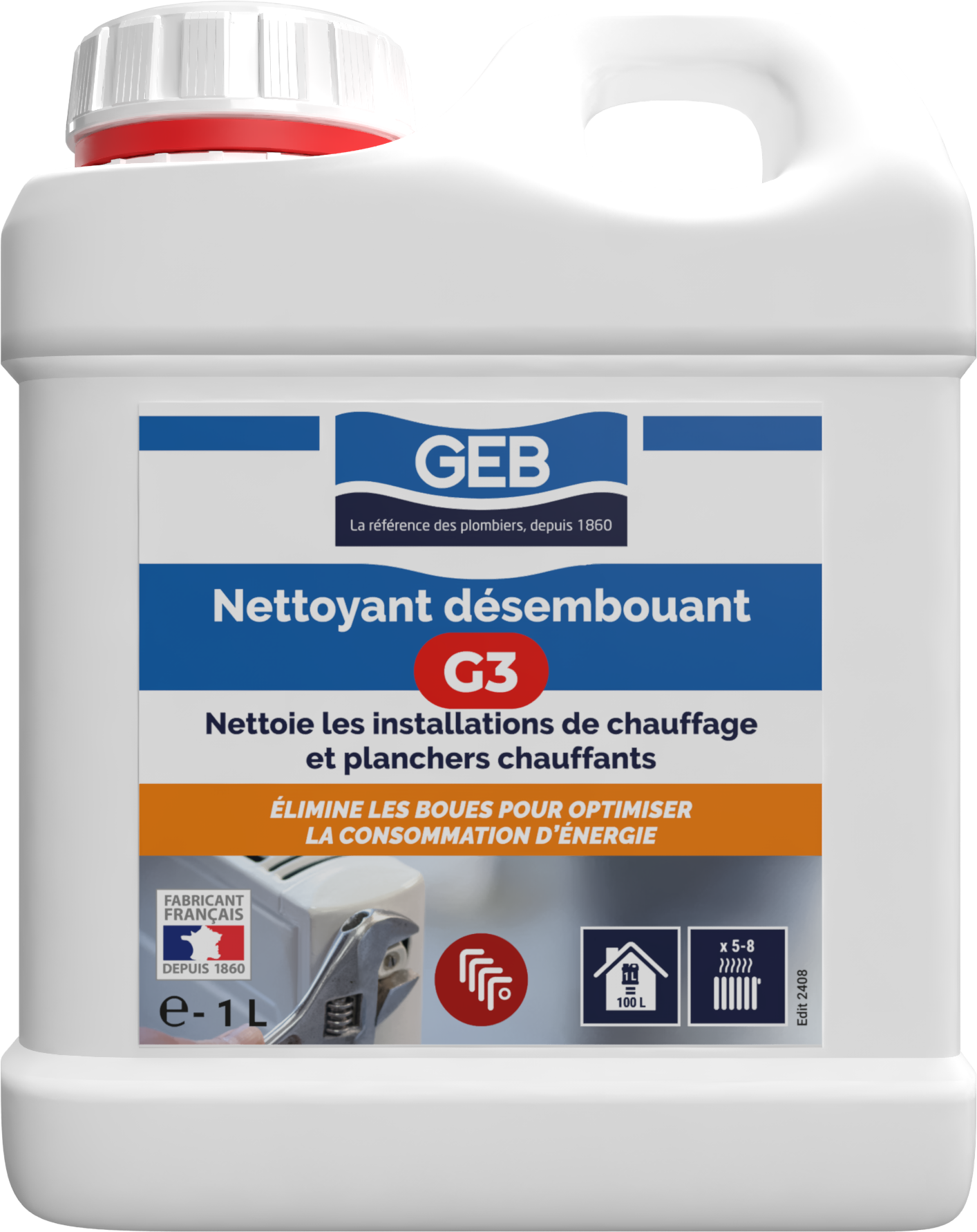 Nettoyant Désembouant G3 GEB pour nettoyer les installations de chauffage 1L