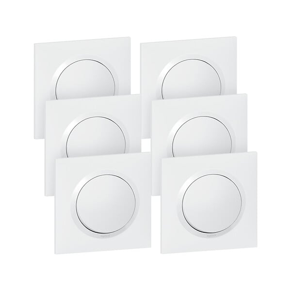 Interrupteurs ou va et vient complet Dooxie - Lot de 6 - Blanc