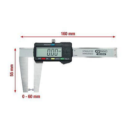 Pied à coulisse en inox digital pour disques de frein, 0-60 mm  - KS TOOLS - 300.0540