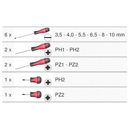 Jeu de 12 tournevis ULTIMATE, Fente - PH - PZ  - KS TOOLS - 922.6080