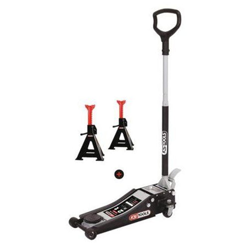 Lot d'un cric extra-bas acier ULTIMATE 2t + Chandelles 2t  - KS TOOLS - 161.0367-A2