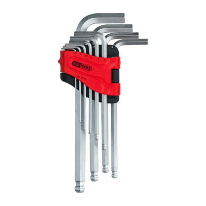 Jeu de 10 clés mâles longues coudées 6 pans et tête sphérique, 1,5 à 10 mm  - KS TOOLS - 151.5000