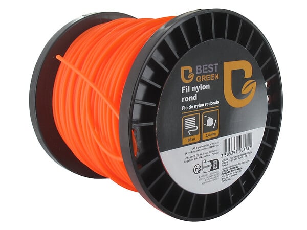 Fil pour débroussailleuse - Profil rond - Nylon - 2,4mmx86m