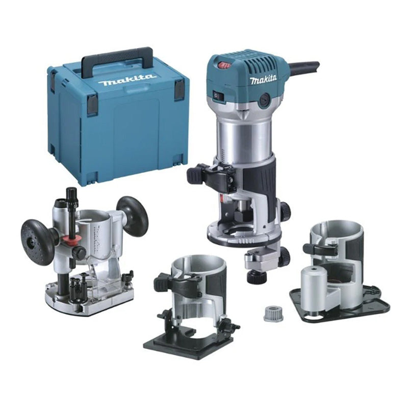 Pack affleureuse-défonceuse MAKITA RT0702CX3J + coffret fraises D-53540
