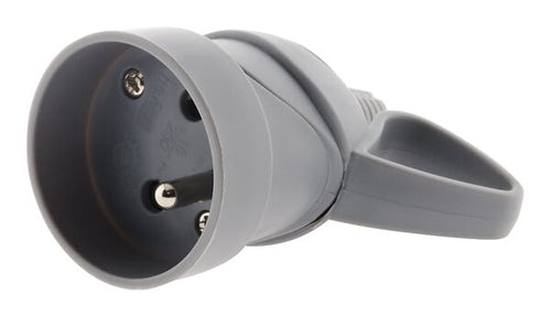 Fiche électrique femelle à anneau 2 pôles + terre 16A. Gris ZENITECH