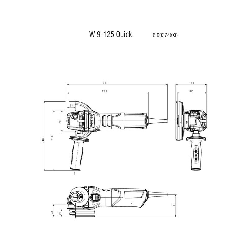 Meuleuse Ø125 FILAIRE W 9-125 Quick METABO 600374000