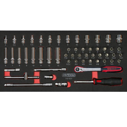 Composition d'outils 3 tiroirs pour servante, 158 pièces  - KS TOOLS - 714.0158
