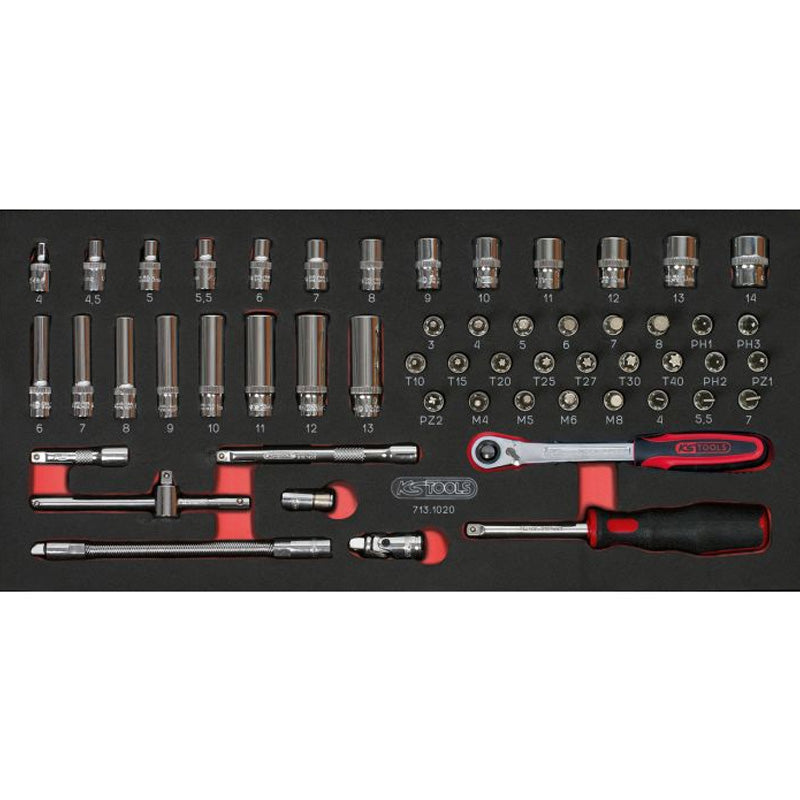 Composition d'outils 5 tiroirs pour servante, 187 pièces  - KS TOOLS - 714.0187