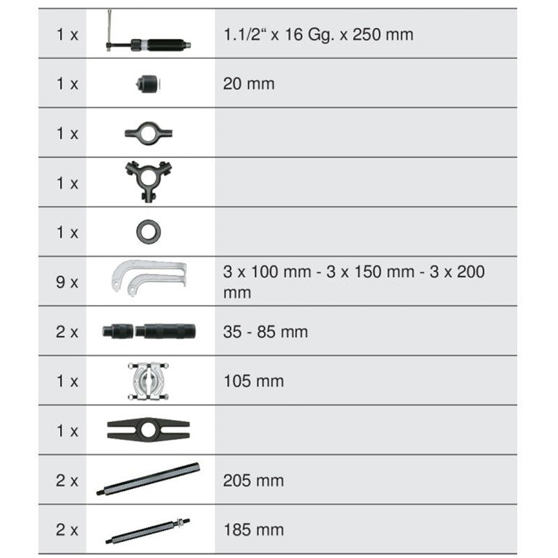 Coffret d'extracteur hydraulique 10t, 22 pièces  - KS TOOLS - 700.1200
