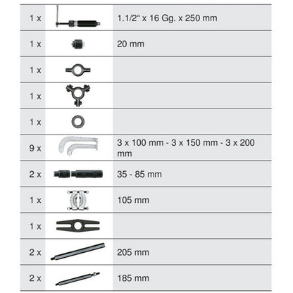 Coffret d'extracteur hydraulique 10t, 22 pièces  - KS TOOLS - 700.1200