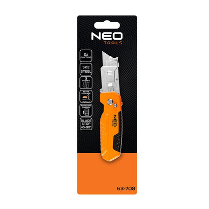 Couteau à lame trapézoïdale avec grattoir - NEO TOOLS - 63-708