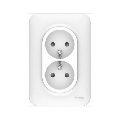 Double prise de courant 2P+T OVALIS SCHNEIDER S262089 avec terre 250V