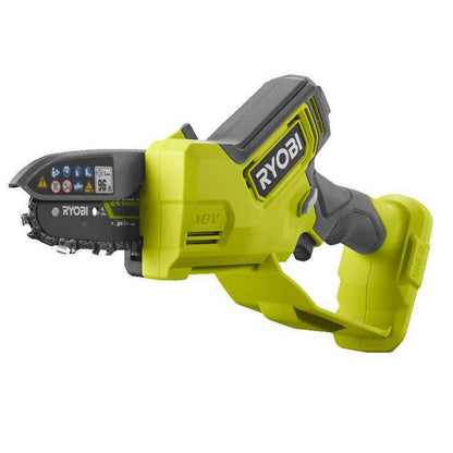 Élagueur à main 18V - RYOBI RY18PSX10A-0 - Brushless / moteur sans charbons - guide 10 cm - 6 m/s - tendeur sans outil (vendu sans batterie)