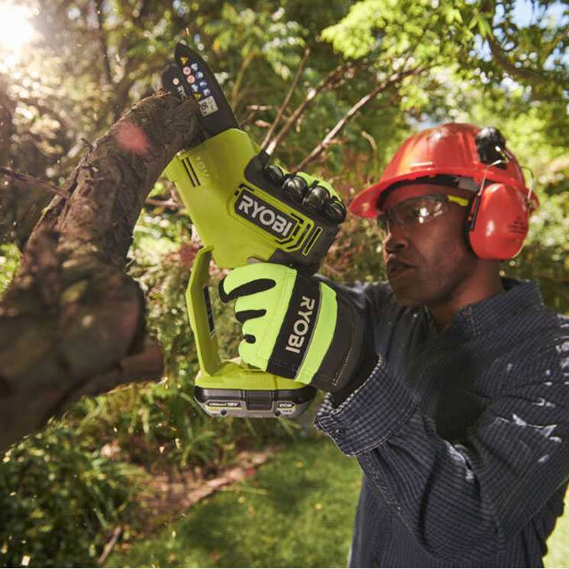 Élagueur à main 18V - RYOBI RY18PSX10A-0 - Brushless / moteur sans charbons - guide 10 cm - 6 m/s - tendeur sans outil (vendu sans batterie)