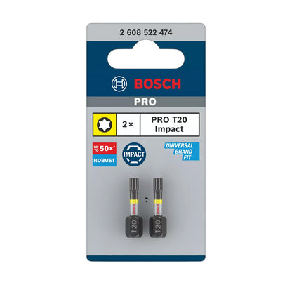 Embouts 6 pans T20 BOSCH Impact Control 25 mm - 2 pièces