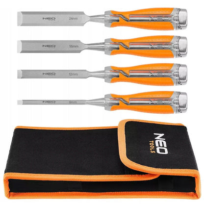 Jeu de ciseaux 6, 12, 18, 24 mm, manche bi-matière, en coffret - NEO TOOLS - 37-900