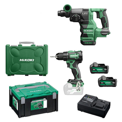 Pack 2 outils HIKOKI Perceuse + perforateur 18V Brushless KCRT02 + 2 batteries + chargeur