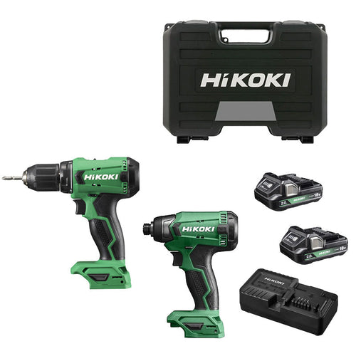 Pack 2 outils HIKOKI Perceuse + visseuse à choc 18V KCRT03 (DS18DA + WH18DA + 2 x 2Ah + UC18YKSLW0Z)