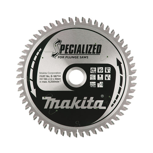 Lame carbure “Specialized” aluminium MAKITA B-56714 pour scies plongeantes à batterie