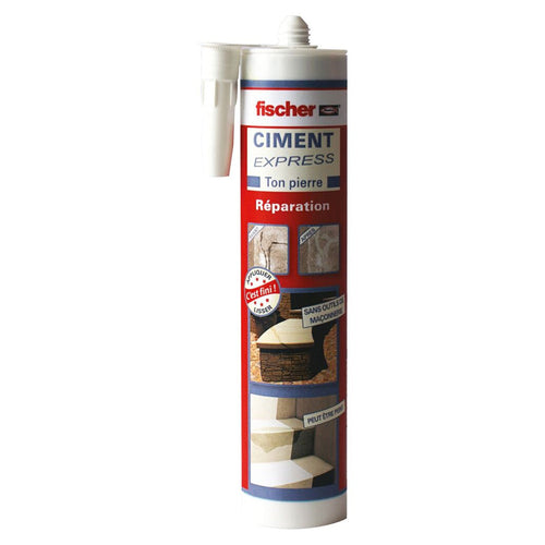Lot de 12 cartouches de ciment express ton pierre 310 ml FISCHER 522688 prêt à l’emploi