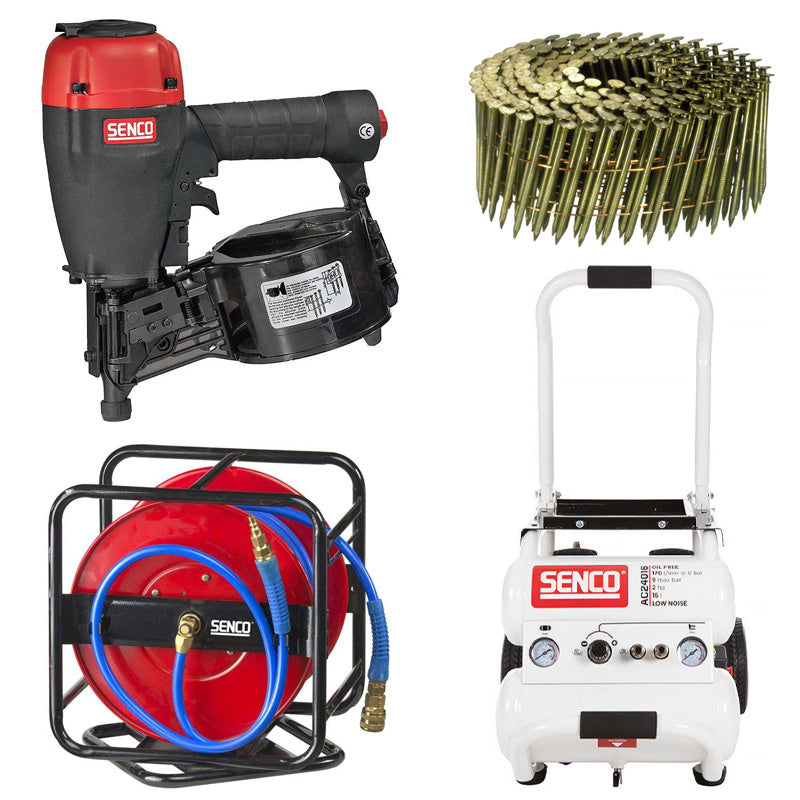 Pack charpente: Cloueur COILPRO90 + Clous +  Compresseur + Tuyaux - SENCO - Senco-B2