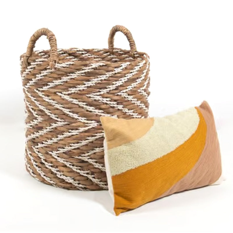 Panier souple Elise - 30 x 30 x 30 cm - taille M - jute - motifs chevrons