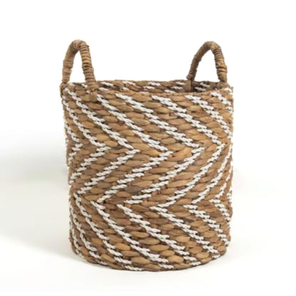 Panier souple Elise - 35 x 35 x 35 cm - taille L - jute - motifs chevrons