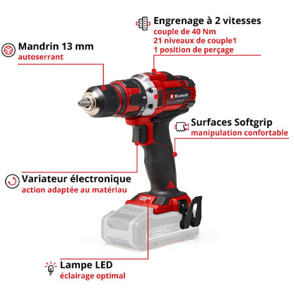Perceuse-Visseuse sans fil EINHELL TE-CD 18/40-1 Li (2x1,5 Ah)