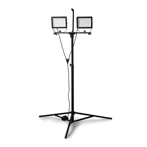 MINOS : 2 Spots LED sur Trépied, 2 x 100W, 17 000 Lumen, câble 3m, IP65. Noir - VELAMP - ST755NG