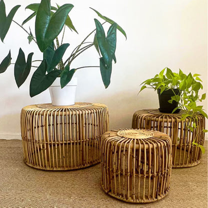 Table d'appoint Manon - 34 x ⌀ 58 cm - taille L - rotin - naturel