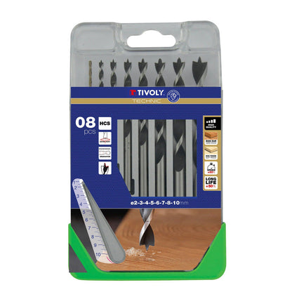 Tivoly   Coffret 8 forets bois 3 pointes gradués SLR Ø 2 à 10mm