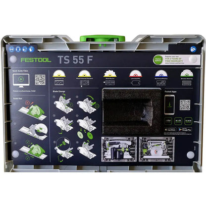 Festool - Scie plongeante TS 55 FEBQ-Plus-FS avec lame de scie circulaire Wood Fine WD42 et un rail de guidage FS 1400/2 - 577010