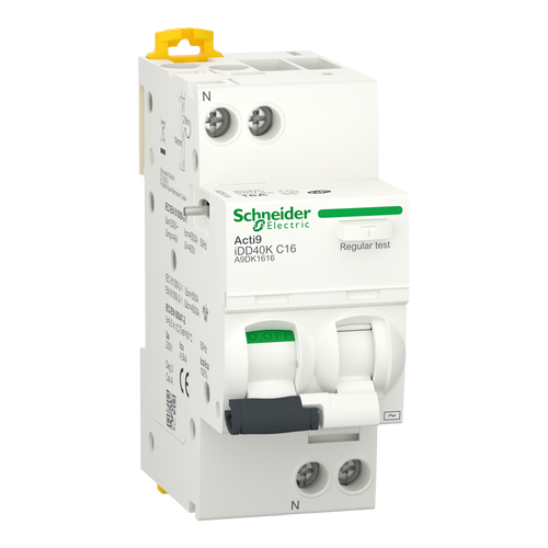 Disjoncteur différentiel SCHNEIDER A9DK1616 1P+N C 16A 4500A/4,5A 30mA type AC Acti9 iDD40K