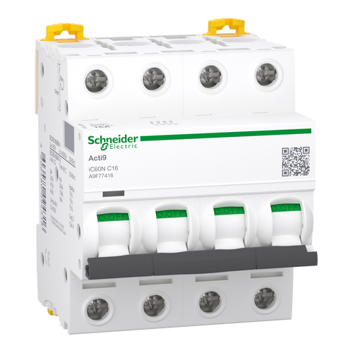 Disjoncteur SCHNEIDER A9F77416 16A 4P courbe C 10kA 400V Acti9 iC60N