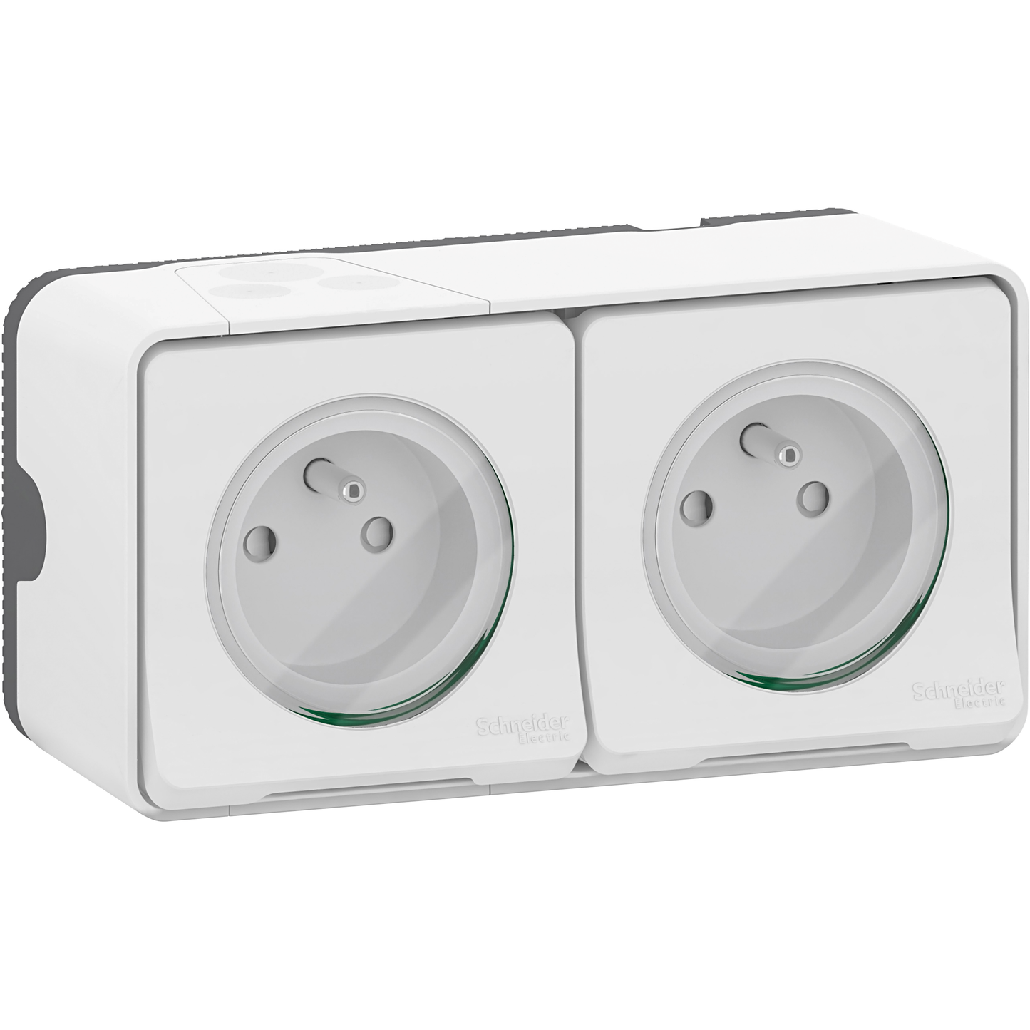 Double prise SCHNEIDER MUR36027 2P+T horizontal étanche complet en saillie IP55 blanc Mureva Styl