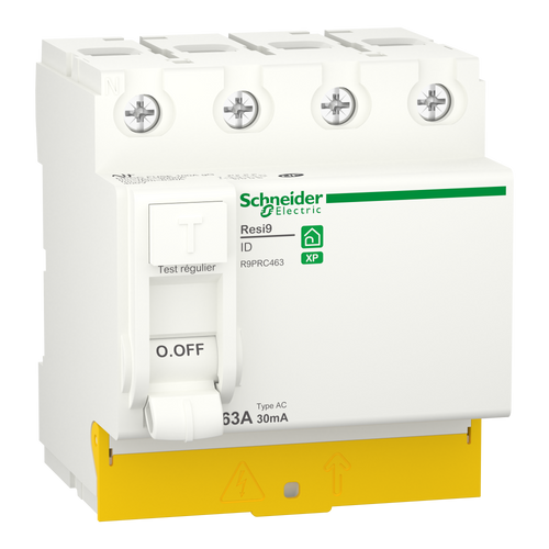 Interrupteur différentiel SCHNEIDER R9PRC463 63A type AC 30mA 3P+N peignable Resi9 XP