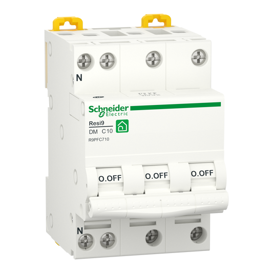 Disjoncteur tétrapolaire SCHNEIDER R9PFC710 10A courbe C 3kA 400V Resi9 XP