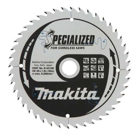 Lame de scie circulaire MAKITA B-53198 , TCT spécialisé, 165 x 20 mm, 44 T