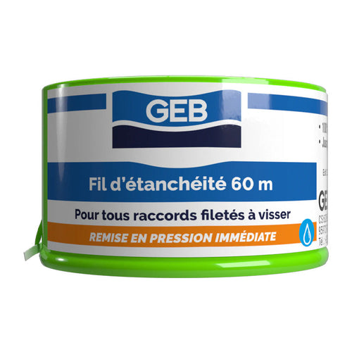 Fil d'étanchéité GEB 100% PTFE pour tous raccords à visser 60m