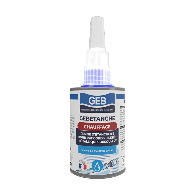 Résine anaérobie d'étanchéitée GEB pour raccords filetés métal chauffage et air comprimé 75ml